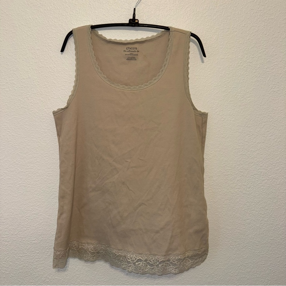 Chicos The Ultimate Tee Tank with Lace Details.